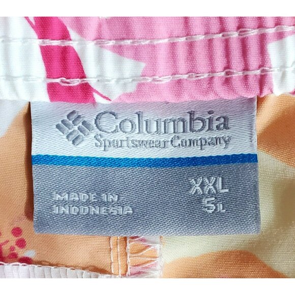 New Columbia Shorts Tropical Floral Pink Yellow Orange Womens 2X XXL Hawaiian - Picture 12 of 15